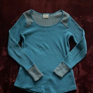 Columbia Teal and Gray Striped Thermal Shirt